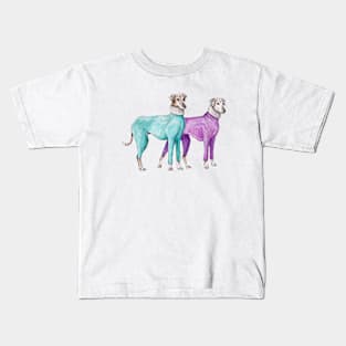 Fashionable Greyhounds Ready for Winter Kids T-Shirt